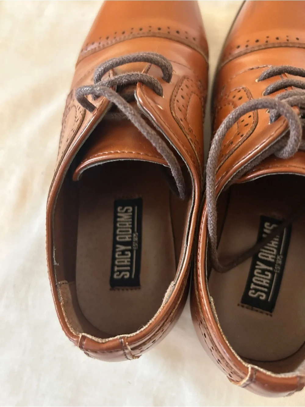 Stacy Adams Kids Dickinson Cap Toe Oxford Shoes/Cognac Brown/Size 12 M/EUC